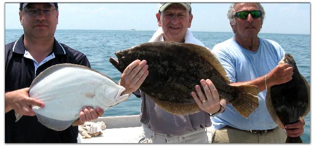 Stuart and the
                      gang catch some really nice summer flounder aboard
                      Long Island's best chartboat!